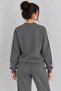 Women's Circular Neck Sweatshirt with Striped Details Oversize Smoked - 2