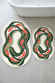 Digital Non-Slip Washable Colorful Modern Bathroom Mat Set Toilet Seat Set - 2