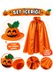 Children's Pumpkin Bowler Hat and Cloak Set Kids Pumpkin Costume Halloween Halloween Hat Cloak Set - 2