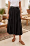 Pile and Waistband Belt Detailed Skirt 420169 Black