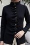 Black Knitwear Cardigan with Flounce Buttons - 4