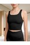 Women's Black Crop Tank Top, Laser Cut Seamless Crop - 3