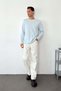 Men's Crew Neck Ornamental Label Cotton Sweatshirt Ice Blue - 27K 5074-2 - 3