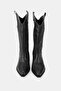 Women's Black Genuine Natural Leather Short Heel Western Boots & Booties - 5