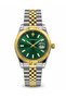 VANTAGE TRS2543 Men's Analog Watch, Green Sunray Dial, Two-Tone Stainless Steel
