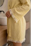 Muslin Peshtemal Kimono Bathrobe Short - 100% Cotton, Natural Texture - 5