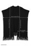 Tasseled Ribbed Black Knitwear Shoulder Shawl - 5