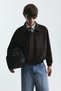 Oversize Polo Collar Faux Suede Coat - 2