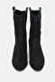 Women's Black Suede Genuine Leather Western Boots - 4