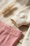 Baby Girl Cream Cupcake Embroidered Sweatshirt and Fuchsia Ribbed Leggings 2-Piece Top and Bottom Set - 6