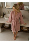 Muslin Peshtemal Kimono Bathrobe Short - 100% Cotton, Natural Texture - 4