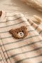 Baby Boy Green Striped Teddy Bear Embroidered 3-Piece Set - Cotton Zippered Cardigan and Comfortable Jogger Bottoms - 5