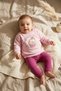 Baby Girl Pink Cupcake Embroidered Sweatshirt and Fuchsia Ribbed Leggings 2-Piece Top and Bottom Set