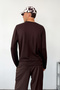 Men's Crew Neck Basic Modal Fabric Sweatshirt Brown - 27K 5905 - 5