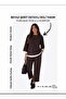 Women's Double Color Detailed Soft Textured Three-Quarter Sleeve Tracksuit Set - White Striped Bottom and Top Set - 2
