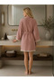 Muslin Peshtemal Kimono Bathrobe Short - 100% Cotton, Natural Texture - 2