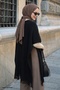 Tasseled Ribbed Black Knitwear Shoulder Shawl - 4