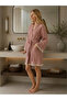 Muslin Peshtemal Kimono Bathrobe Short - 100% Cotton, Natural Texture - 3