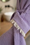 Muslin Peshtemal Kimono Bathrobe Short - 100% Cotton, Natural Texture - 5