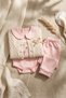 Flora Soft Touch Baby Girl 3-Piece Set - Jacquard Cardigan, Baby Collar Floral Embroidered Bodysuit and Trousers Combination - 5