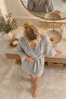 Muslin Peshtemal Kimono Bathrobe Short - 100% Cotton, Natural Texture - 5