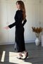 Padded V-Neck Slit Midi Dress with Waist Accessories - 4
