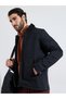 Men Black Paneled Utility Zipper Jacket