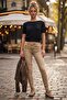 Black Boat Neck Short Sleeve Glittery Hem Lycra Knit Casual Knitwear Sweater 57 60 - 7