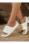 Womens White Leaf-Patterned Comfort Slippers - 3