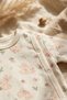 100% Cotton 3-Piece Baby Girl Set - Rabbit Patterned Kimono Top, Pants with Booties, and Eared Beanie Set - 6