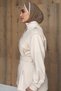 Belted Snap Detail Light Beige Two-Piece Set - 3