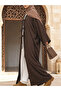 Coffee Brown Ribbed Open Abaya with Tie Details - 5
