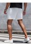 White Solid Knee-Length Drawstring Waist Casual Shorts - 2
