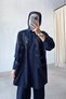 Aster Beaded Embroidered Shirt - Navy Blue