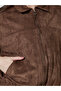 Brown Regular Fit Suede-Look Biker Jacket - 4