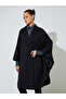 Black Cape Fit Double Breasted Coat - 3