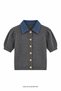 Denim Collared Knitwear Gray