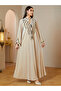 Beige Maxi Jalabiya with Intricate Embroidery for Women