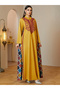 Yellow Embroidered Maxi Jalabiya Dress for Women - 5