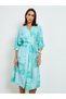 Multi-Color Paisley Midi Kaftan Dress with 3/4 Sleeves - 2
