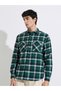 Dark Green Checked pocket Details Regular Fit Shirt - 3