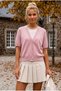 Pastel Pink Round Neck Short Sleeve Double-Look Single Product Knitwear Sweater 58 60 - 3