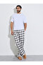 Men Cream Checkered Straight Pyjama - 2