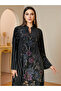 Black Velvet Maxi Jalabiya with Floral Embroidery - 2