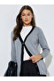 Grey Longline Contrast Trim Button-Up Cardigan