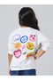 Girls Graphic Print Drop Shoulder Sweatshirt