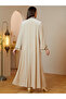 Beige Maxi Jalabiya with Intricate Embroidery for Women - 6