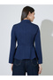 Navy Blue Peplum Shirt with Button Detail - 4
