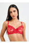 Red Embroidered Bralette and Thong Lingerie Set - 3
