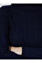 Navy Blue Fitted Turtle Neck Sweater - 4